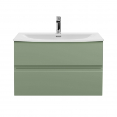 Hudson Reed Urban Wall Hung 2-Drawer Vanity Unit with Basin 4 Satin Green - 800mm Wide