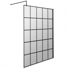 Hudson Reed Frame Effect Wet Room Screen with Support Bar 1400mm Wide - 8mm Glass
