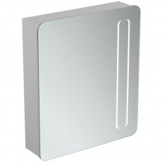Ideal Standard 1-Door Mirror Cabinet with Bottom Ambient and Front Light 630mm Wide - Aluminium