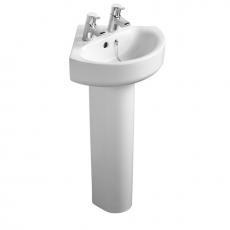 Ideal Standard Concept Arc Corner Basin and Full Pedestal 450mm Wide 2 Tap Hole