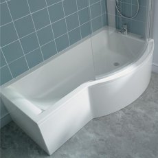 Ideal Standard Concept P-Shaped Curved Shower Bath with Front Panel and Screen