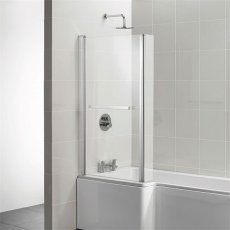 Ideal Standard Concept L-Shaped Hinged Bath Screen with Towel Rail 1400mm H x 828mm W - 5mm Glass