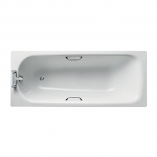 Ideal Standard Simplicity Anti-Slip Water Saving Steel Bath with Handgrips 1700mm x 700mm 2 Tap Hole