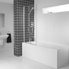 Ideal Standard Synergy Square Angle Hinged Bath Screen 1500mm H x 815mm W - 6mm Glass