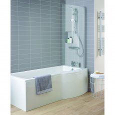 Ideal Standard Tempo Arc P-Shaped Curved Shower Bath with Front Panel and Screen