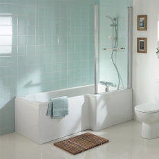 Ideal Standard Tempo Cube L-Shaped Square Shower Bath with Front Panel and Screen