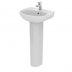 Ideal Standard Tesi Cloakroom Basin and Full Pedestal 450mm Wide 1 Tap Hole