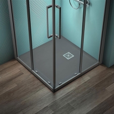 Ideal Standard Ultra Flat S+ Concrete Grey Square Shower Tray