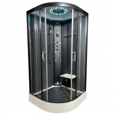 Insignia Black Sparkle Quadrant Steam Shower Cabin 1000mm x 1000mm - Black Frame