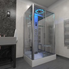 Insignia Platinum Rectangular Steam Shower Cabin 1050mm x 850mm - Chrome Frame