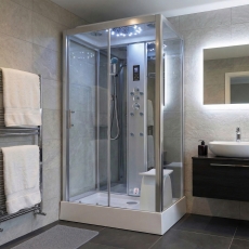 Insignia Platinum Rectangular Steam Shower Cabin 1050mm x 850mm - Chrome Frame