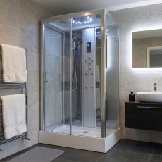 Insignia Platinum Rectangular Non Steam Shower Cabin 1050mm x 850mm - Chrome Frame