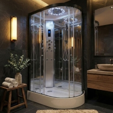 Insignia Platinum Offset Quadrant Non Steam Shower Cabin 1100mm x 700mm LH - Black Frame