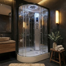 Insignia Platinum Offset Quadrant Non Steam Shower Cabin 1200mm x 800mm RH - Black Frame