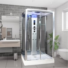 Insignia Premium Rectangular Non Steam Shower Cabin 1050mm x 850mm - Chrome Frame