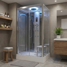 Insignia Premium Rectangular Steam Shower Cabin 1050mm x 850mm - Chrome Frame