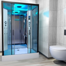 Insignia Premium Rectangular Non Steam Twin Shower Cabin 1400mm x 900mm - Black Frame