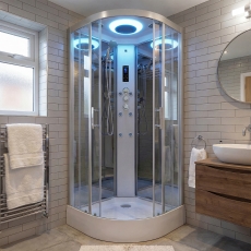 Insignia Premium Quadrant Non Steam Shower Cabin 900mm x 900mm - Chrome Frame