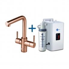 InSinkErator 4N1 L Shape Kitchen Sink Mixer Tap with Neo Tank and Filter - Brushed Copper
