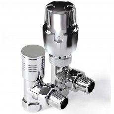 Inta 15mm Angled High polished Thermostatic Radiator Valves Pair Chrome