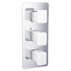 JTP Axel Vertical Thermostatic Concealed 2 Outlets Shower Valve Triple Matt White Handle - Chrome