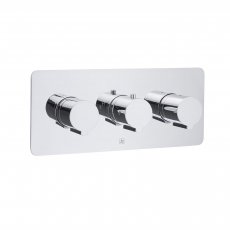 JTP Curve Thermostatic Horizontal Concealed 2 Outlet Shower Valve Triple Handle - Chrome