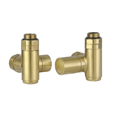 JTP Corner Dual Fuel Radiator Valves Pair Pack - Brushed Brass