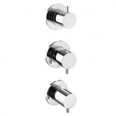 JTP Florence Modular Vertical Thermostatic Concealed 3 Outlet Shower Valve Triple Handle - Chrome