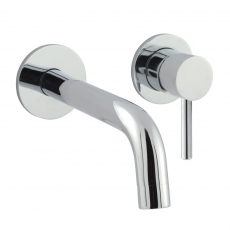 JTP Florence Wall Mounted Basin Mixer Tap with Spout 240mm Length - Chrome