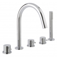 JTP Florence 5-Hole Bath Shower Mixer with Extractable Hose - Chrome
