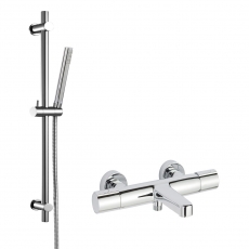 JTP Fusion Thermostatic Bath Shower Mixer Tap with Shower Rail Kit - Chrome