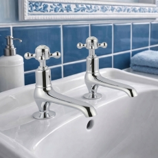 JTP Grosvenor Long Nose Basin Taps Pair Cross Handle - Chrome