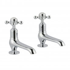 JTP Grosvenor Long Nose Basin Taps Pair Cross Handle - Chrome