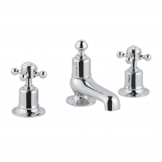 JTP Grosvenor 3-Hole Deck Mounted Bath Filler Tap Cross Handle - Chrome