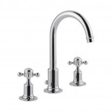 JTP Grosvenor 3-Hole Basin Mixer Tap Cross Handle - Chrome