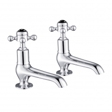 JTP Grosvenor Long Nose Basin Taps Pair Cross Handle - Chrome/Black
