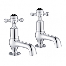 JTP Grosvenor Cloakroom Basin Taps Pair Cross Handle - Chrome/Black
