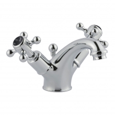 JTP Grosvenor Basin Mixer Tap with Pop Up Waste Cross Handle - Chrome/Black