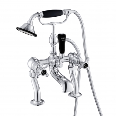 JTP Grosvenor Pillar Mounted Bath Shower Mixer Tap Cross Handle with Kit - Chrome/Black