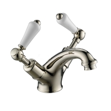 JTP Grosvenor Basin Mixer Tap with Pop Up Waste Lever Handle - Nickel