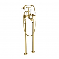 JTP Grosvenor Lever Freestanding Bath Shower Mixer Tap with Kit - Polished Gold
