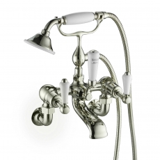 JTP Grosvenor Wall Mounted Bath Shower Mixer Tap Lever Handle with Shower Kit - Nickel