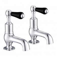 JTP Grosvenor Cloakroom Basin Taps Pair Lever Handle - Chrome/Black