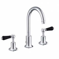 JTP Grosvenor 3-Hole Basin Mixer Tap Lever Handle - Chrome/Black