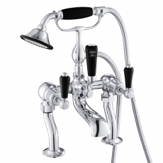 JTP Grosvenor Pillar Mounted Bath Shower Mixer Tap Lever Handle with Kit - Chrome/Black