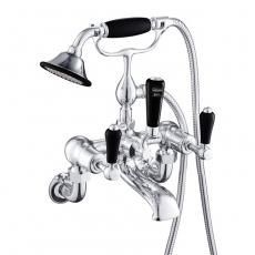 JTP Grosvenor Lever Wall Mounted Bath Shower Mixer Tap with Shower Kit - Chrome/Black