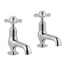 JTP Grosvenor Cloakroom Basin Taps Pair with pop-up waste Pinch Handle - Chrome