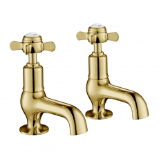 JTP Grosvenor Cloakroom Basin Taps Pair Pinch Handle - Polished Gold