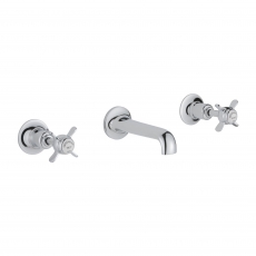 JTP Grosvenor 3-Hole Wall Mounted Basin Mixer Tap Pinch Handle - Chrome
