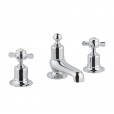 JTP Grosvenor 3-Hole Deck Mounted Basin Mixer Tap Pinch Handle - Chrome